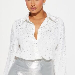 Fashion Nova- Work of art Embellished Blouse